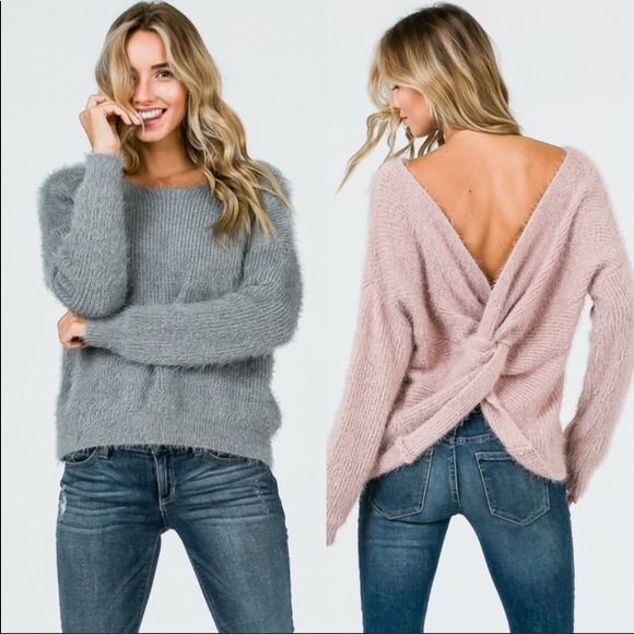✨🌟✨Fuzzy Twist Back Sweater S M L - Picture 2 of 2
